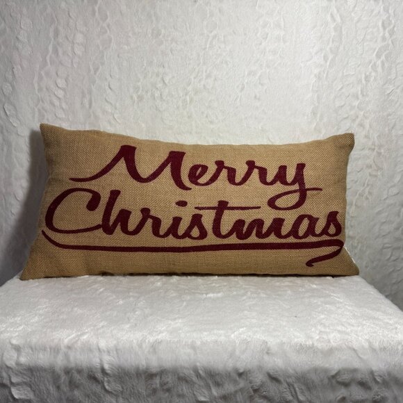 Vintage-Inspired Merry Christmas Linen Decorative Pillow country farmhouse - Picture 1 of 7